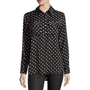 Neiman Marcus b/w Polka Dot Blouse XL-NWT!